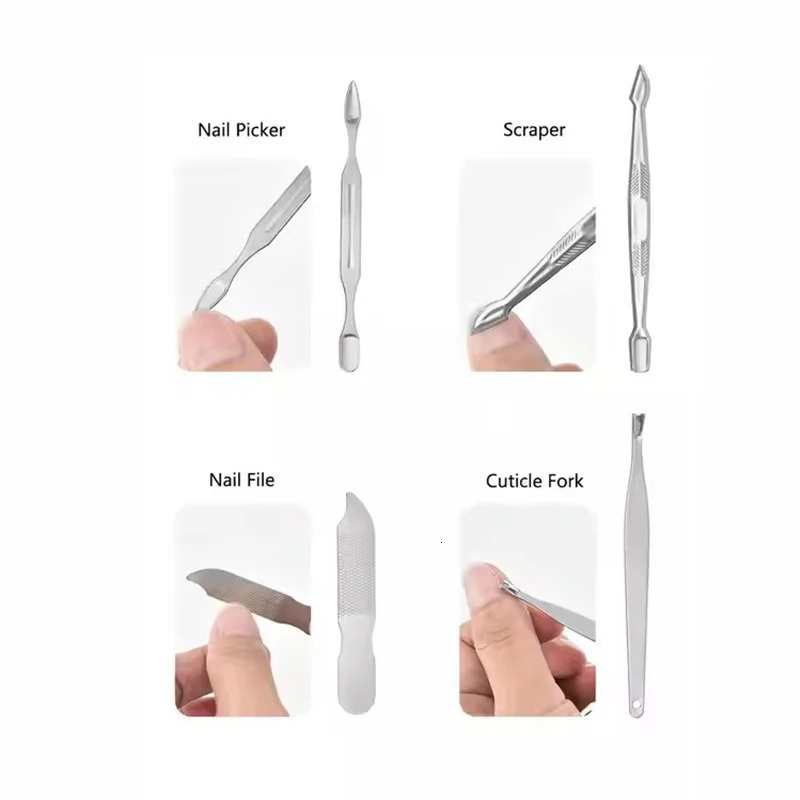 19pcs/Set Nail Clippers Fingernail and Toenail Clipper Cutters Stainless Steel Manicure Pedicure Kit with Travel Case 241225