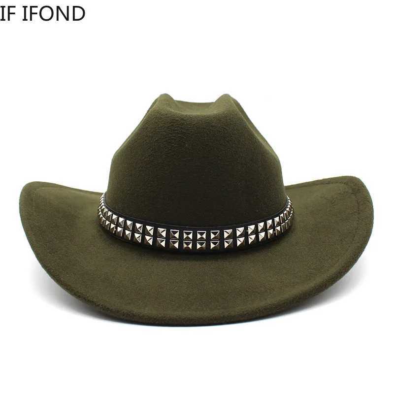 New artificial wool womens western cowboy hat retro gentleman felt Fedoras hat cowboy girl church jazz C Sombrero Hombre W241225