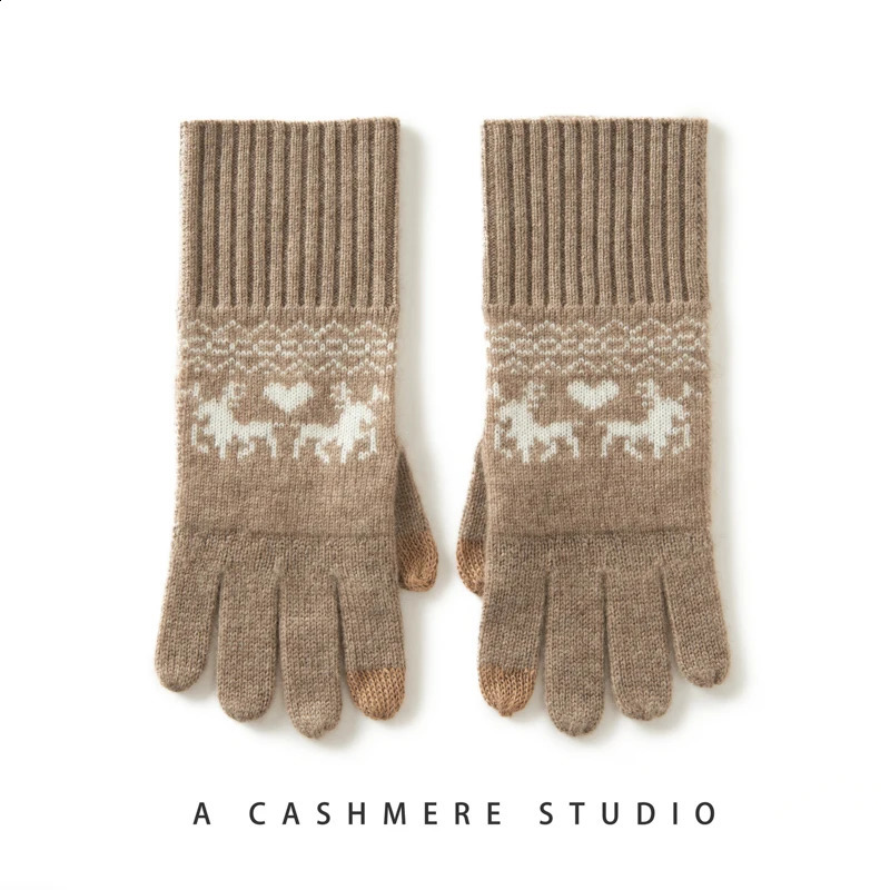Cashmere knitted gloves Autumn/Winter hand warm Soft and delicate classic knitted print n for both men and women 241226