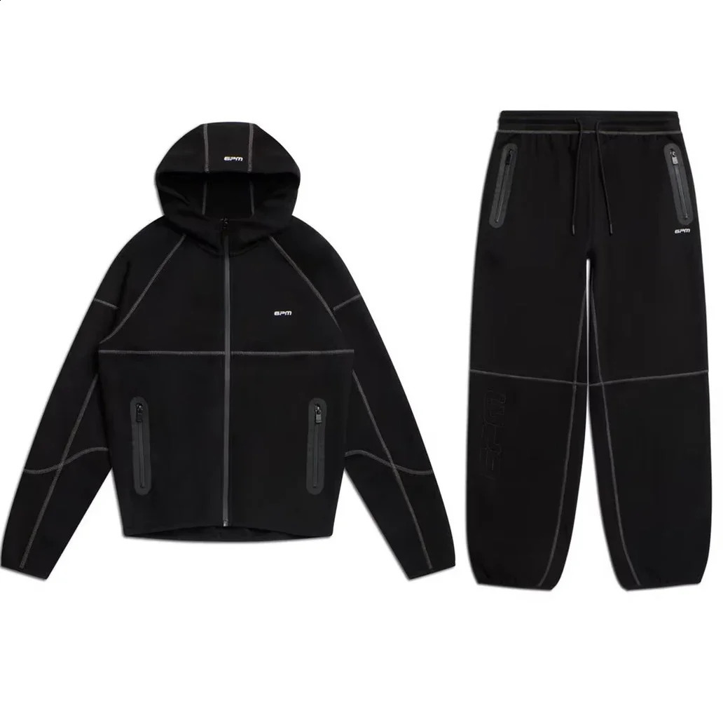 Hip Hop Letter Embroidery Two Piece Zip Hoodie Sweatpant Y2K Clothes Men Sportswear Oversized Hoodie Sweatshirt Lounge Pants Set 241224