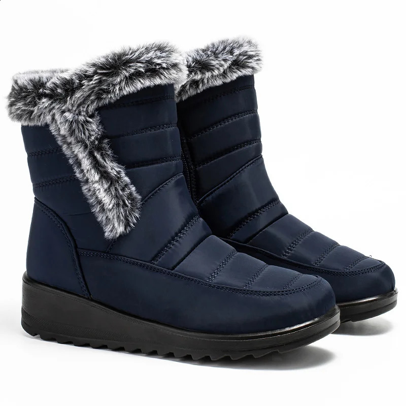 Womens Winter Boots Fur Winter Shoes For Women 2024 Snow Boots Wedge Heels Ankle Botas Mujer Waterproof Winter Footwear241226