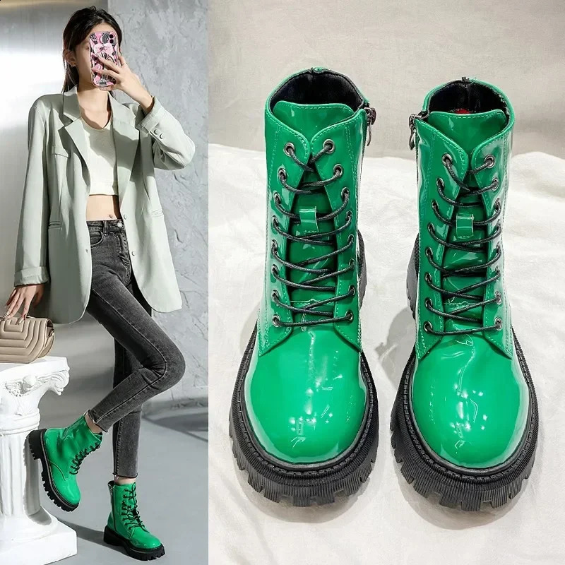 Women Colorful Fashion Ankle Boots Gothic Platform Punk Winter Black High Heels Sexy Ladies Shoes Combat Boots for Women 241226
