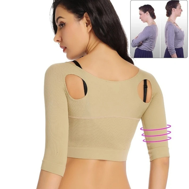 Upper Arm Shaper Women Shoulder Slimmer Compression Shapewear Sleeves Body Shaper Humpback Posture Corrector Back Support Tops 241225