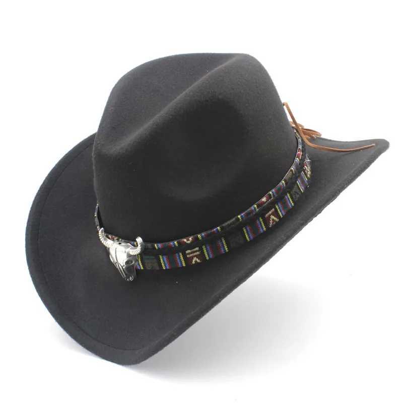 Retro unisex womens mens and womens felt warm Western denim hat wide brown denim girl denim headband (54/57/61cm) W241225