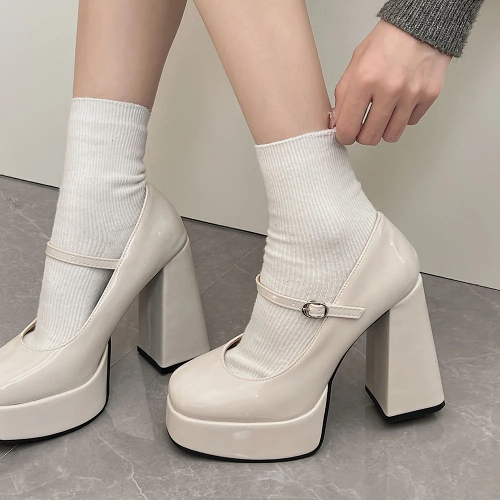 Vintage y2k Chunky High Heels Platform Pumps Summer Super Lolita Mary Janes Shoes Women Pumps Footwear 241225
