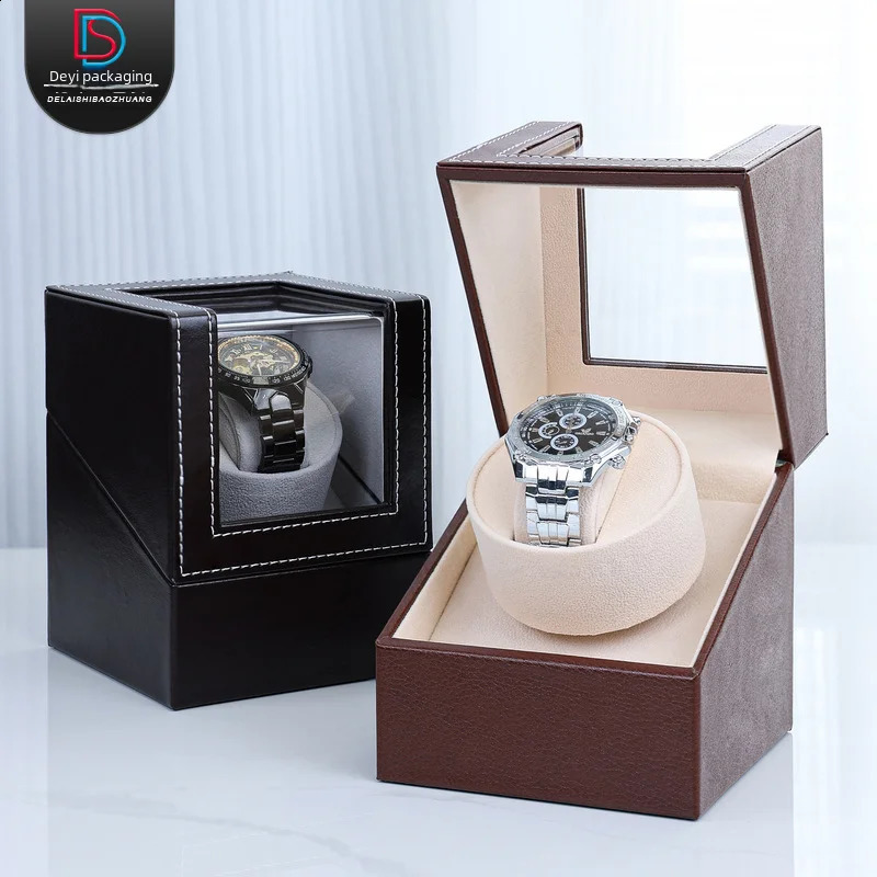 Delas Watch Winder Box Automatic Electric Motor Pu Leather Silent Anti-magnetic Mechanical Watch Shaker 241226
