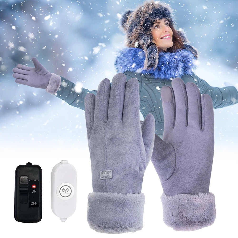 USB Heated Gloves 3 Gear Adjustment Winter Thermal Cycling Gloves 10000mAh Heating Thermal Gloves Windproof Touch Screen 241226