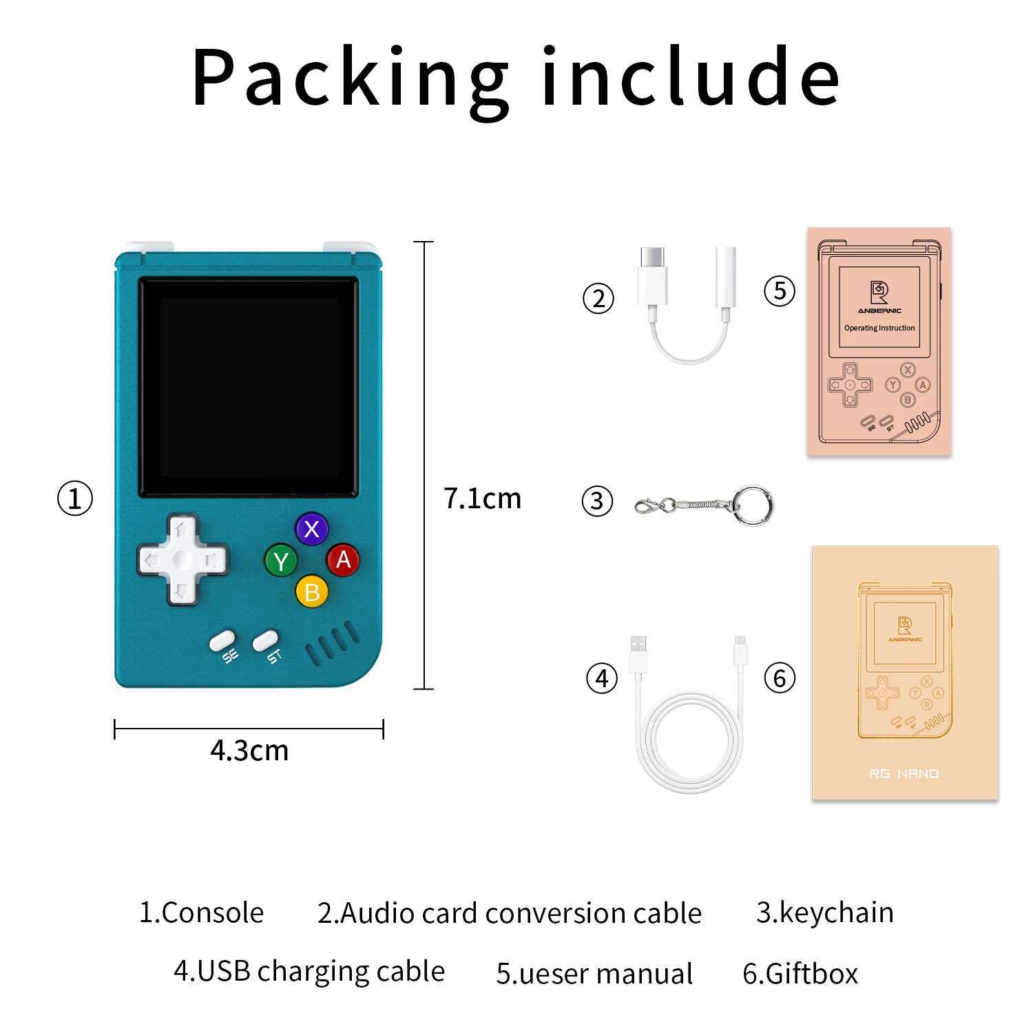 ANBERNIC RG Nano Mini Retro Handheld Game Consoles Linux System Console 1.54 IPS Sn Portable Classic Gaming Player Men Gift Z241226