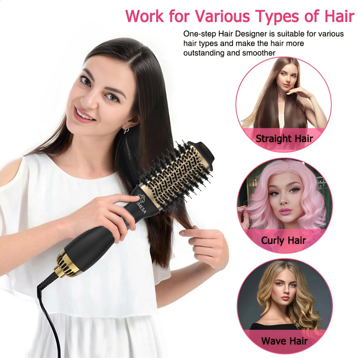 imesa 4 in 1 Air Brush Volumizer PLUS 2.0multifunctional styler professional home straight curling iron Free storage bag 241225