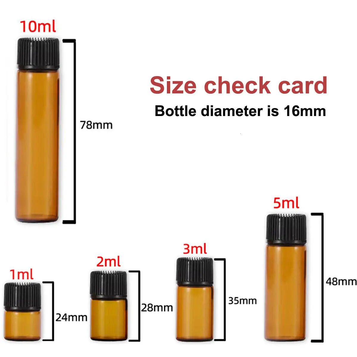100pcs 1ml/2ml/3ml/5ml/10ml Empty Glass Orifice Reducer Bottles for Essential Oils Refillable Sample Vials Dropper Drop Dram 241225