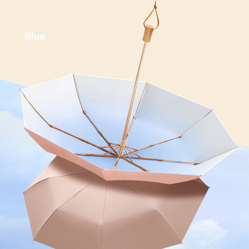 Elegant Dual Function Triple Fold Umbrella with Sun Shield and Anti-UV Features