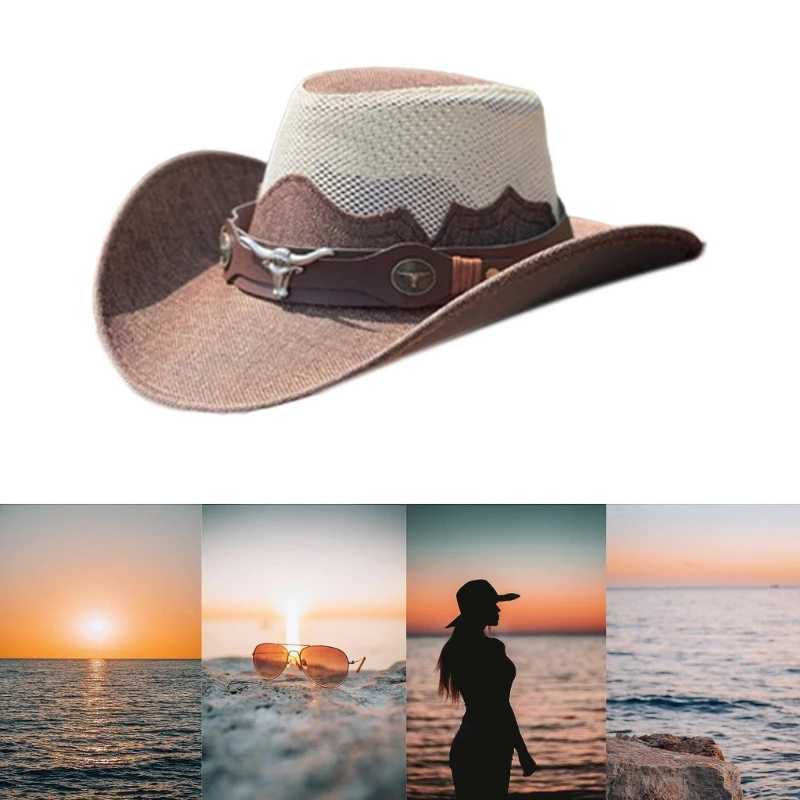 Fashion Cowboy Hat Music Festival Party Hat Wedding Accor Cowboy Sun Descends W241225