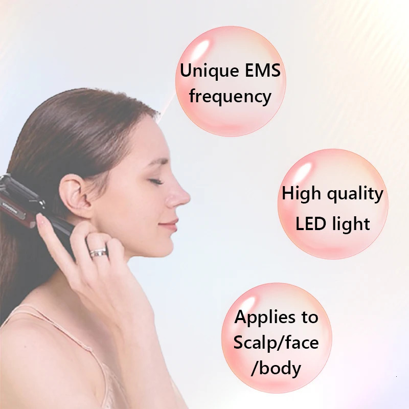 Head Massage Comb EMS Red Blue Light Scalp Medication Device To Prevent Hair Loss Hair Comb Full Body Massage 241225
