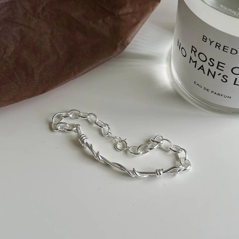 asymmetry Bracelet 925 Sterling silver Multilayer Twist Oval Chain Bracelet Adjust Jewelry C-A297 241220