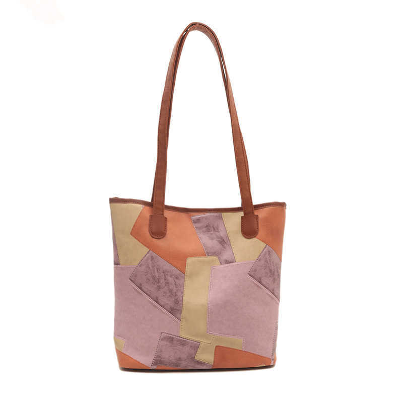Bag women spliced cowhide shoulder bag, white ditch women's bag, fashion large capacity tote bag, women's commuting bag 241215