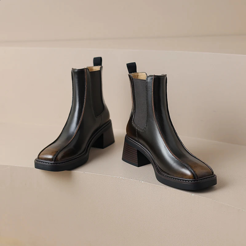AIYUQI Square Toe Women Chelsea Boots Retro womensAnkle Boots Non-slip Fashion Ankle Boots female Winter Shoes 241226