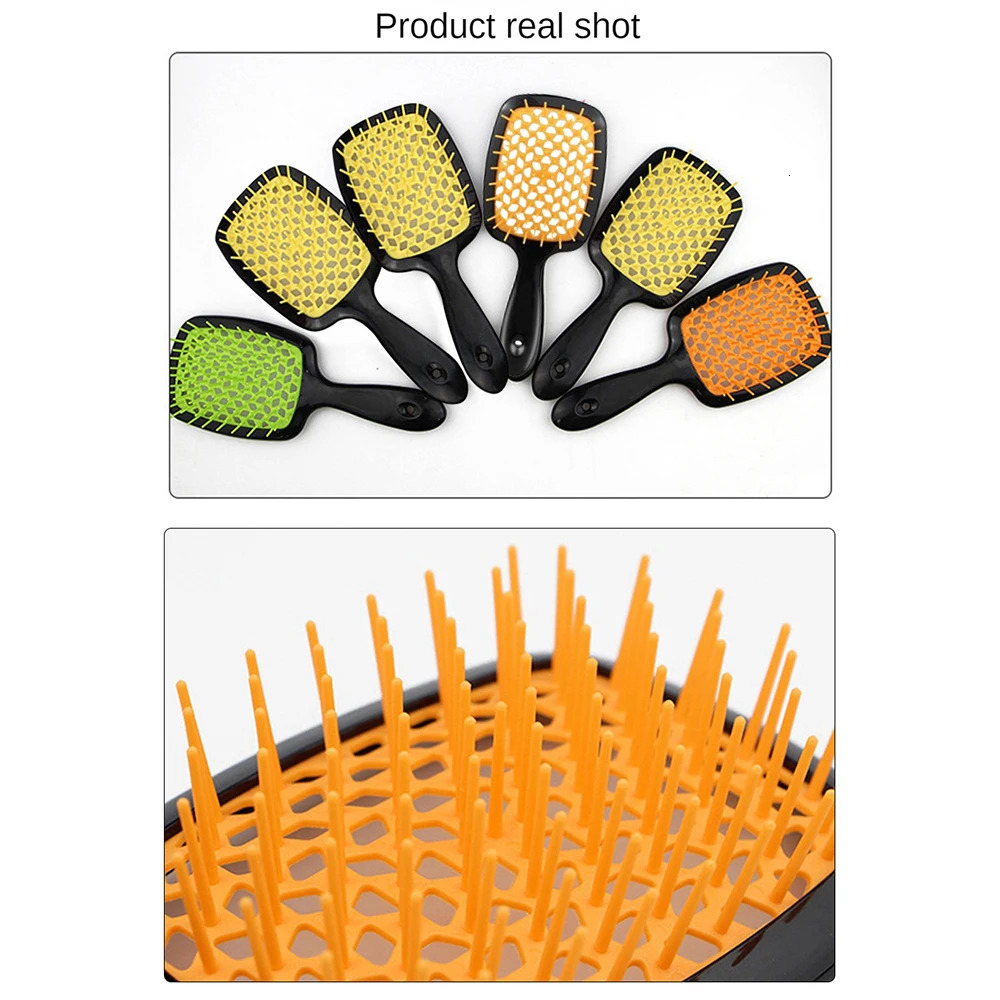 Hair Comb Square Hollow-carved n Styling Tools Massage Comb Color Splicing Reduce Tangles Hair Care/styling Smoothing Comb 241225