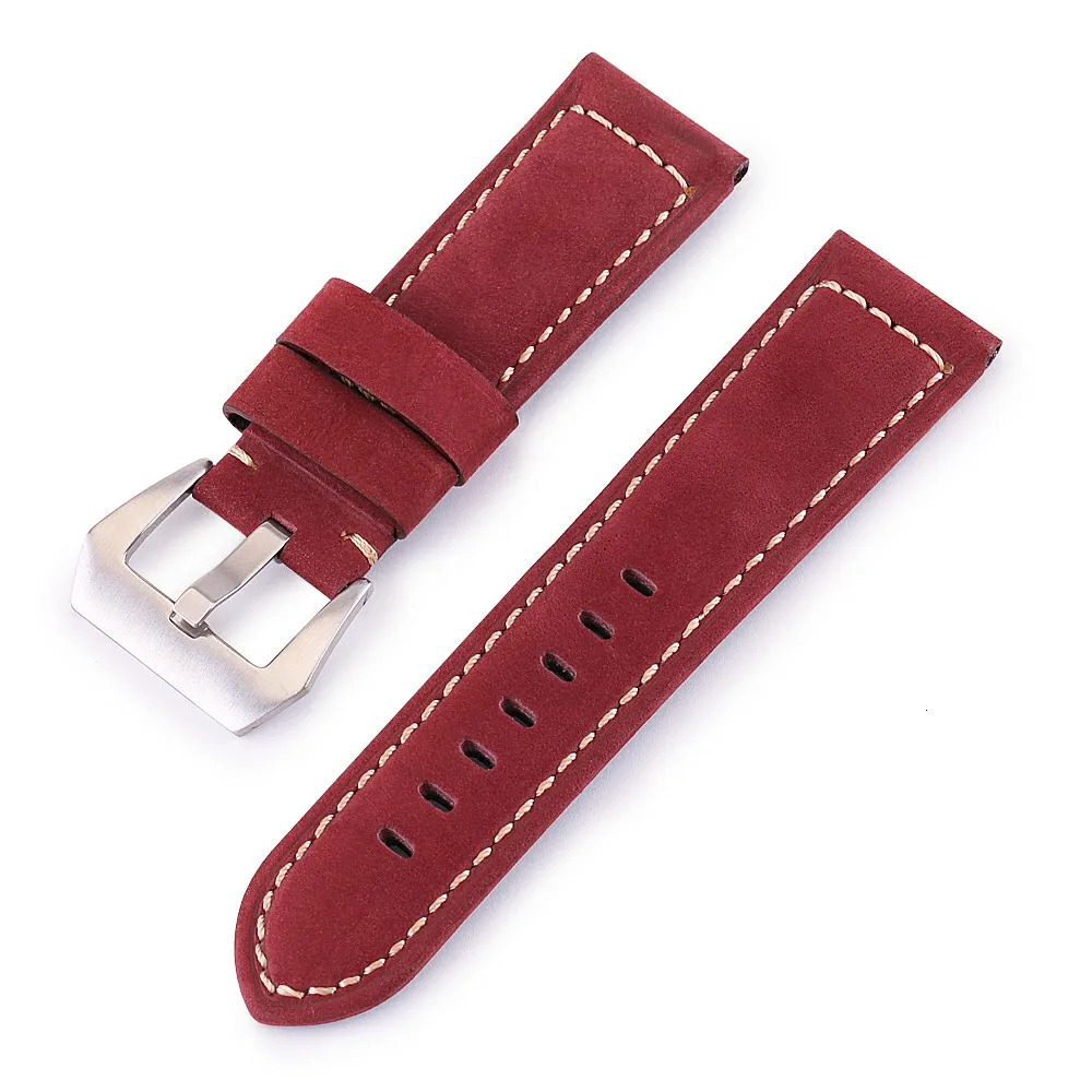 11Colors Glossy Matte Genuine Leather Watch Band 20mm 22mm 24mm 26mm Replacement Watch Strap Cowhide Leather Wristband 241225