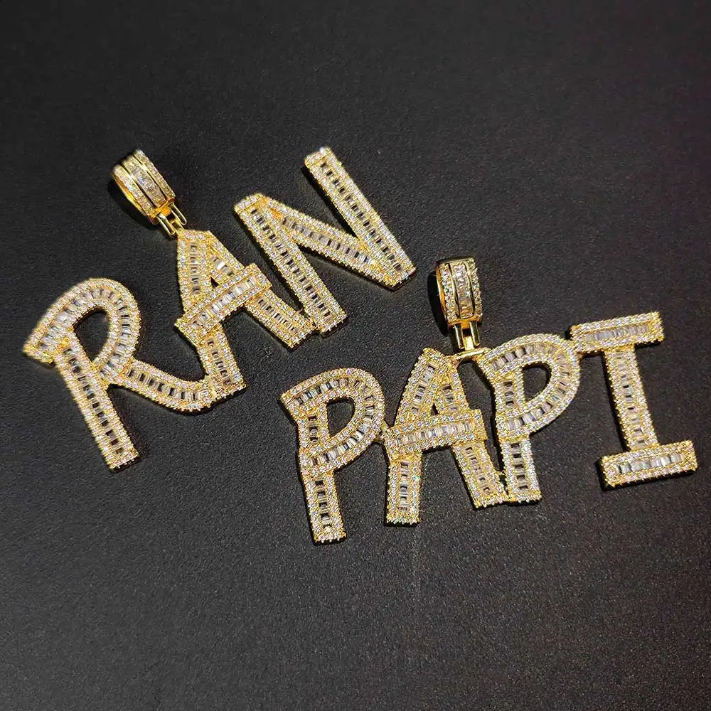 Hip Hop Custom Name Diamond Letter Personalized Zircon Jewelry Luxurious Pendant Necklace 241226