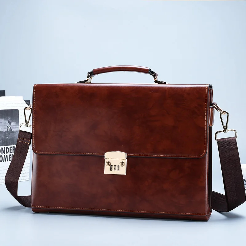 Mens Business Handbag Password Lock Executive Briefcase Rero Portfolio Attache Large Capacity Office Computer Bag 241225