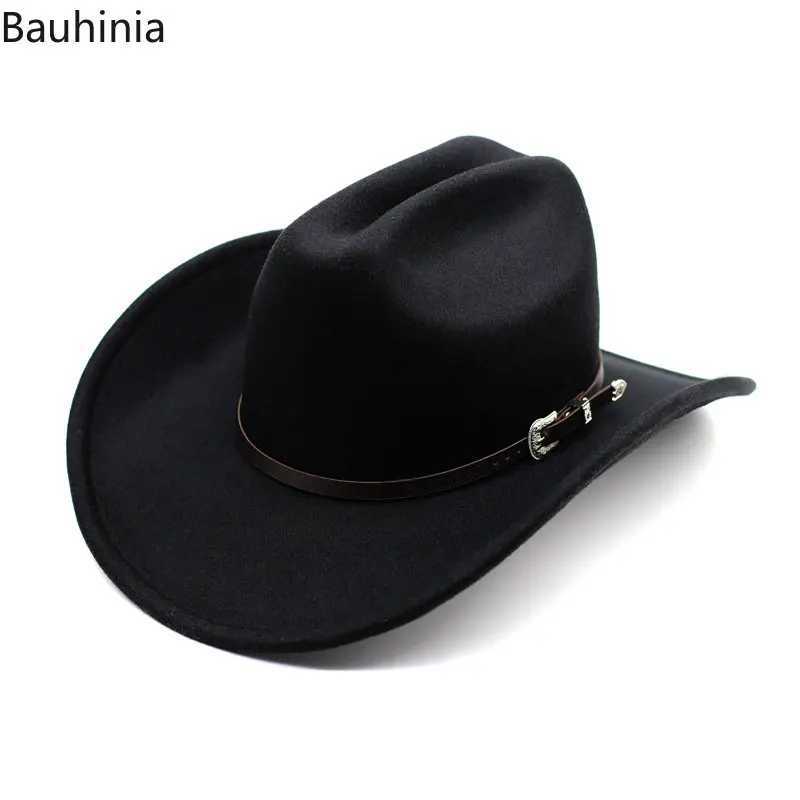 Bauhonia Retro Western Mens Cowboy Hat Wide Brim Gentleman Jazz Hat Cowboy Girl Cloche Church Cs Sombrero Hombre W241225