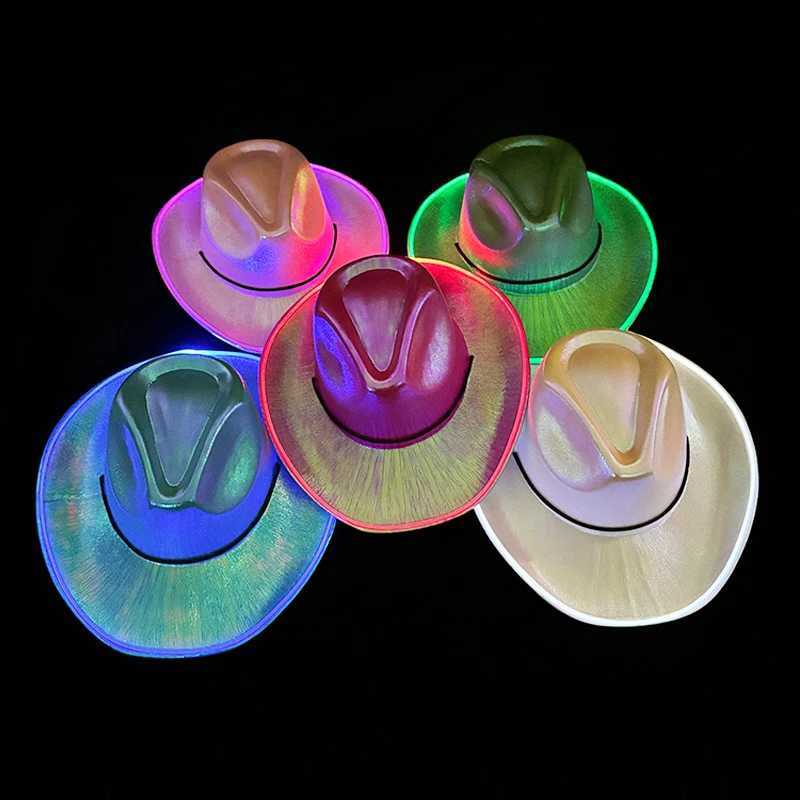 Wirel Glowing Cowboy Hats Concert Masquerade Bar Cowboy Supplies Bride To Be Hat Woman Disco Bride LED Cowboy Hat W241225
