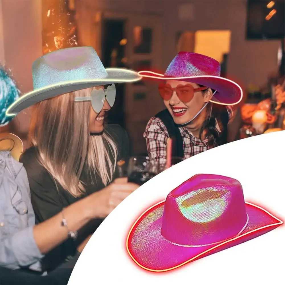 LED Cowboy Hat Makeup Party Hat Cowboy Birtay Party C Jazz Dance Performance Prop Costume Christmas Halloween LED Cowboy Hat W241225