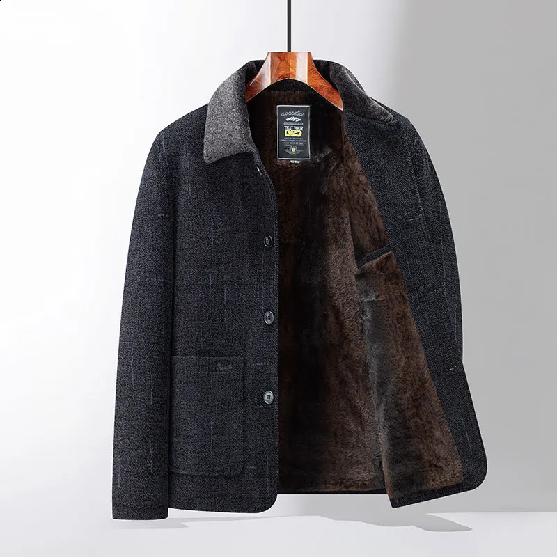 2024 Men Woolen Coats Mens business Casual Trench Coat Winter Coat with wool inner Man Autumn and Winter Wool Coat for Men 241223