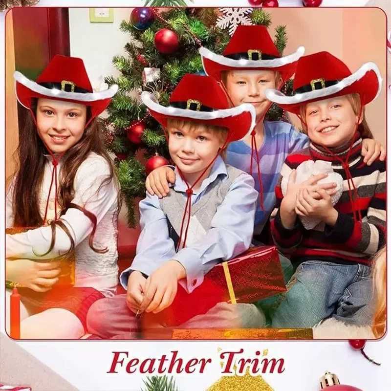 1/10 piece Christmas luminous denim hat winter womens soft and comfortable wide Brim Cs fashionable adjustable party role-playing props W241225