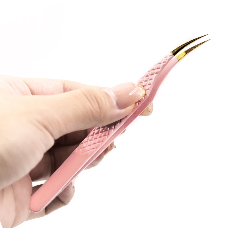 Fiber Eyelash Extension Tweezer Volume Precise Diamond Grip Fiber Tip Stainless Steel High Quality Eyebrow Makeup 241223