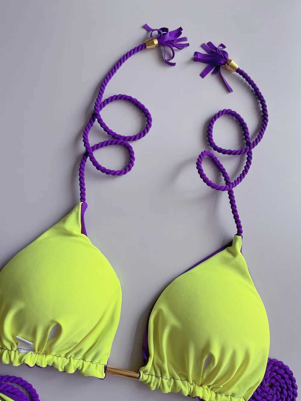 RUOTONSEPT sexy solid color braided rope bikini set womens swimsuit two-piece triangular swimsuit Brazilian Biquinis swimsuitW241225