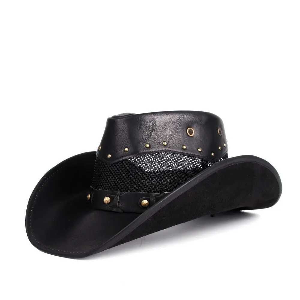 Designer Mens and Womens Leather Western Cowboy Hat Knight C Breathable Sun Hat Top Gorilla Para Hombres W241225