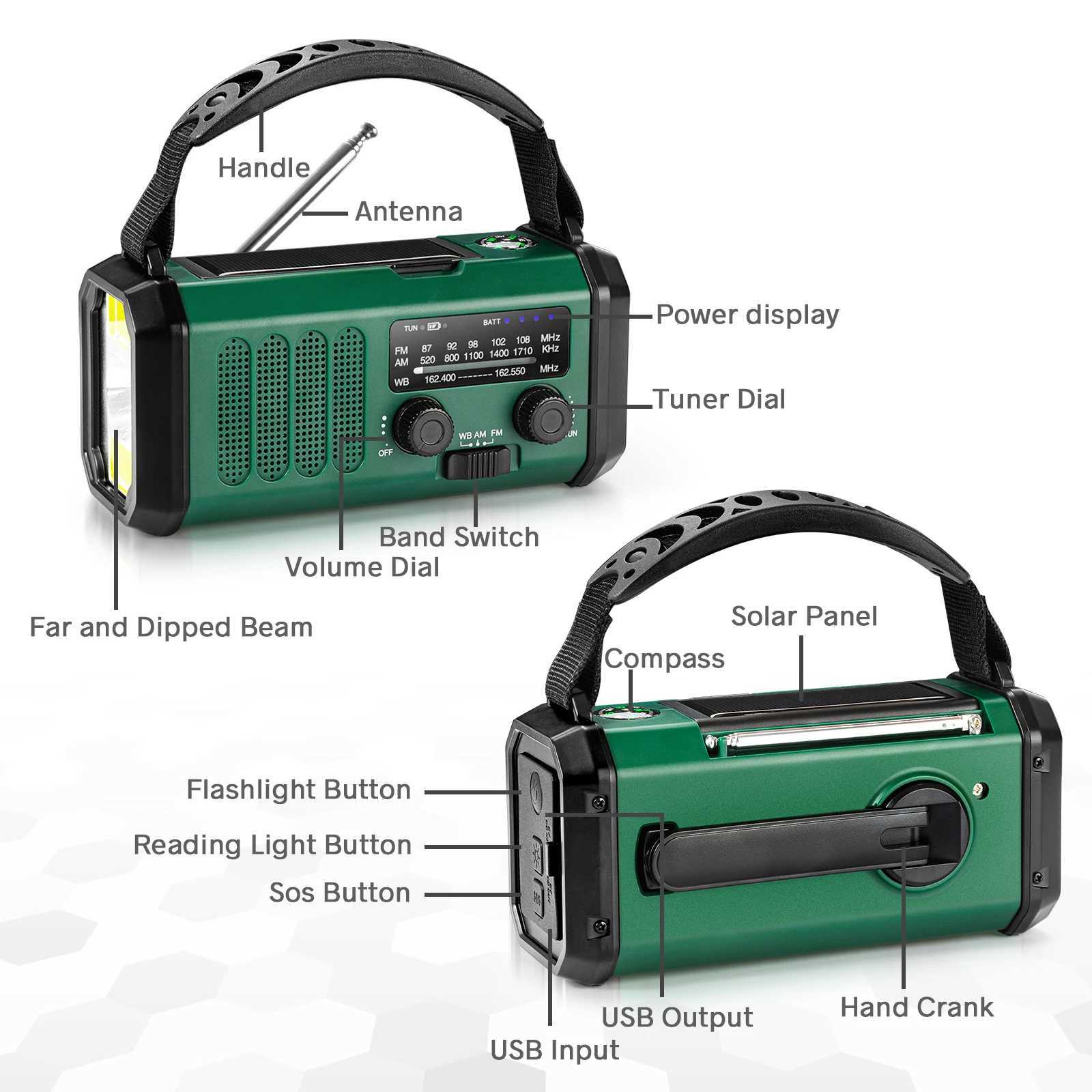 Woopker Ra E30 10000mAh FM Emergency Ra Solar Hand Crank Generator AM/FM/NOAA LED Portable Ra SOS Al Power Bank Z241224
