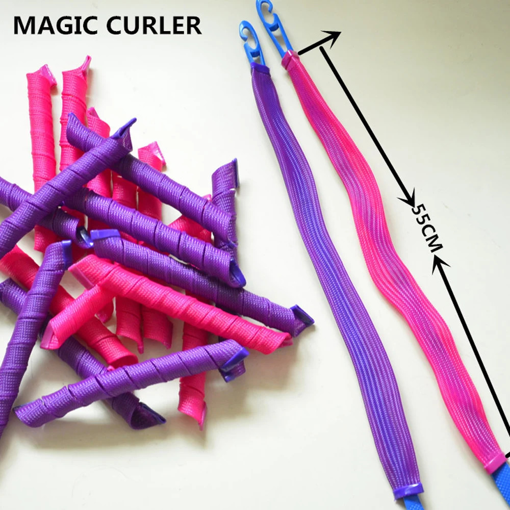 20Pcs/bag 55cm Magic Curlers Fashionable Hair Rollers Easy To Use No Heat Curl Spiral Curls Styling Kit for Long Hair Hairstyle 241225