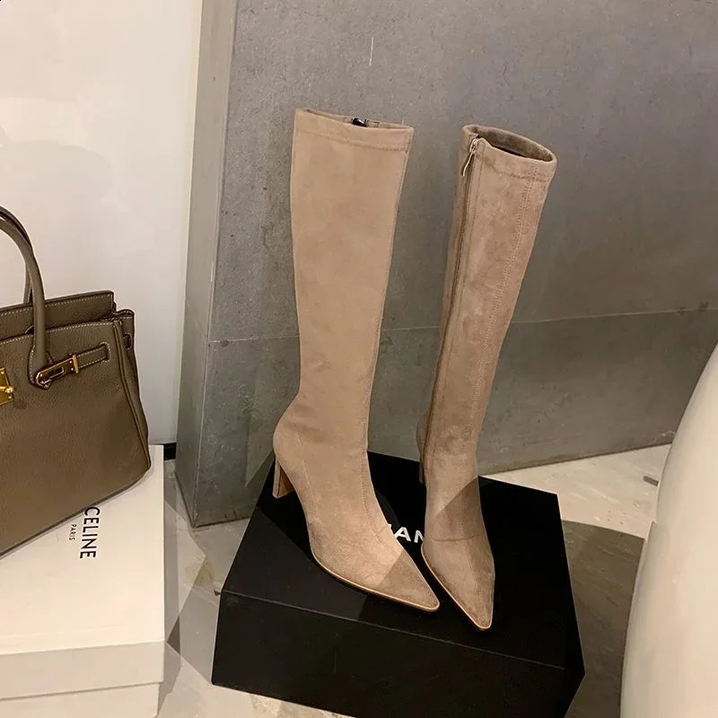 Long Boots for Women Solid Color Elastic In Knee High Shaft Shoes Woman Fashion Footwear Pu Cosplay Boot on Promotion 241226
