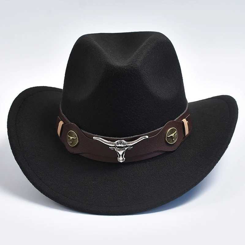 New Womens Mens Black Cheu Cowboy Hat Gentlemens Jazz Sombrero Hombre C Dad Cowboy Hat Size 56-58cm W241225