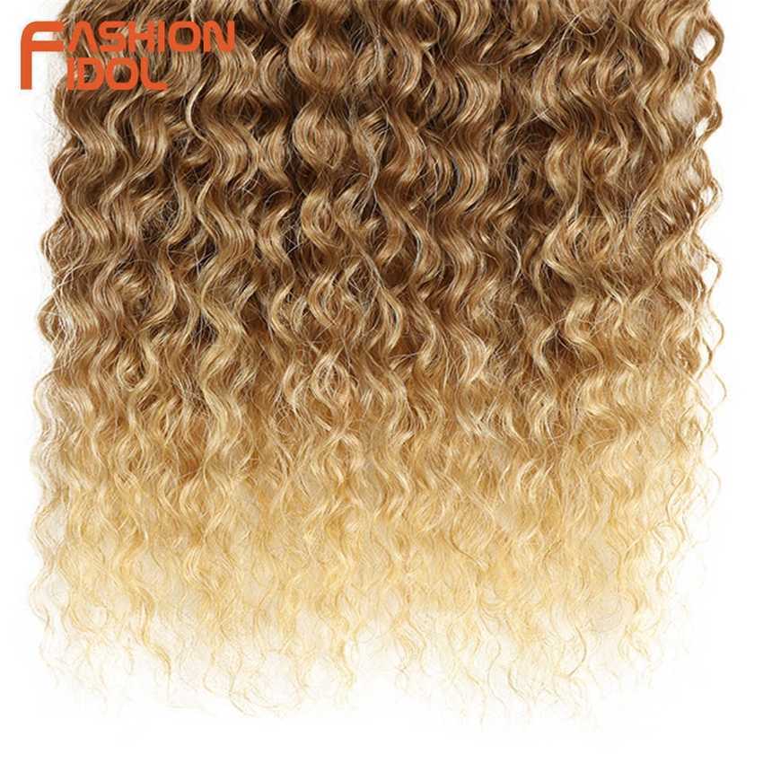 Synthetic Wigs Fashion Idol 22 Inch Synthetic Hair Natural Kinky Curly Wave 2pcs/lot Heat Resistant Ombre Weave Bundles 230227 Hair Wigs