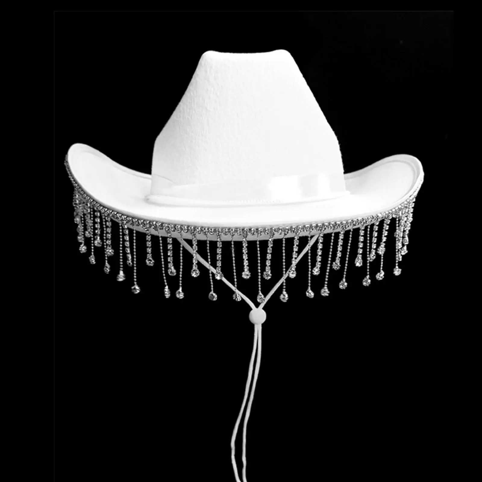 White bridal crystal denim hat is lightweight and easy to carry made of felt cloth denim hat used for bridal shower photo booth Halloween decoration W