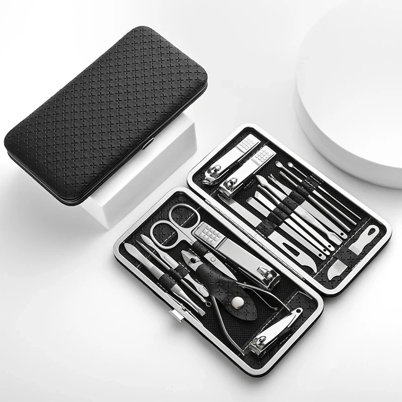 19-Piece Modern Personal Care Kit with Stainless Steel Nail Clippers Ear Tweezers - High Carbon Steel Straight Blade Nail File 241225