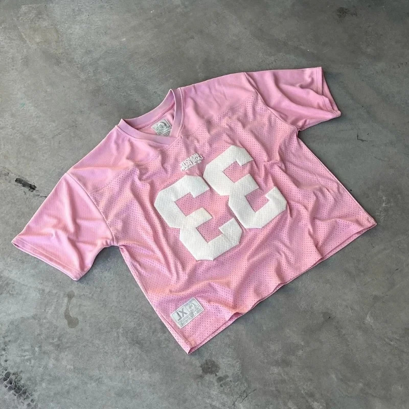 Jersey Y2K T Shirt Clothes Men Women Hip Hop Letter Graphic Puff Print Oversized Baseball Uniform Sportswear Short Sleeved Tops 241225