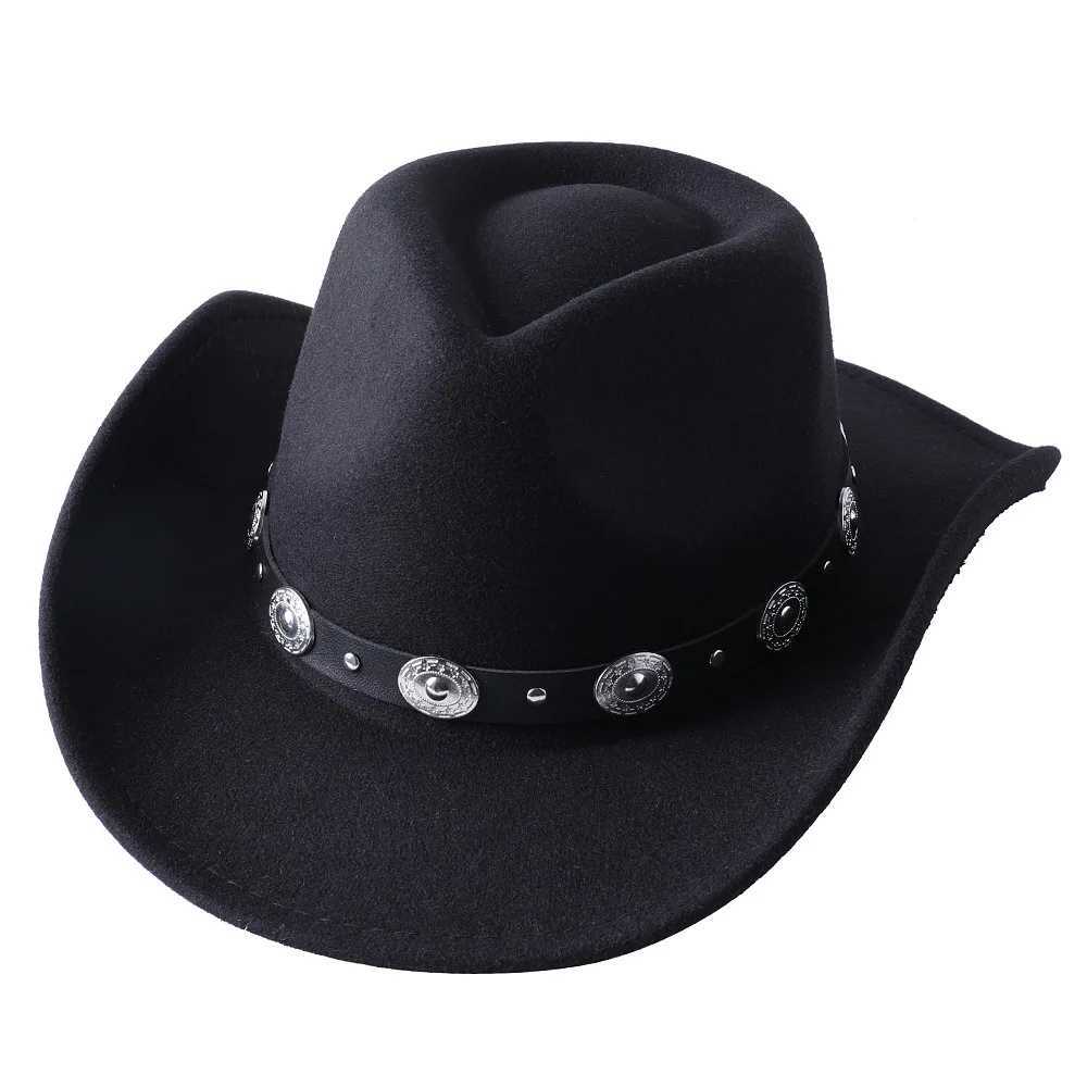 Western cowboy hat European and American winter thick Fedora hat monochrome curly neutral jazz W241225