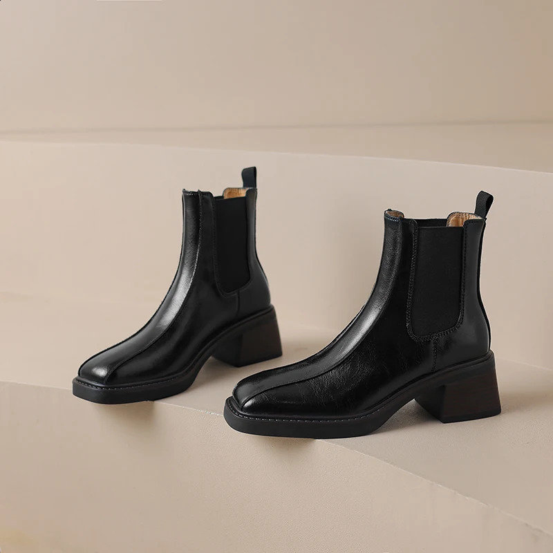 AIYUQI Square Toe Women Chelsea Boots Retro womensAnkle Boots Non-slip Fashion Ankle Boots female Winter Shoes 241226