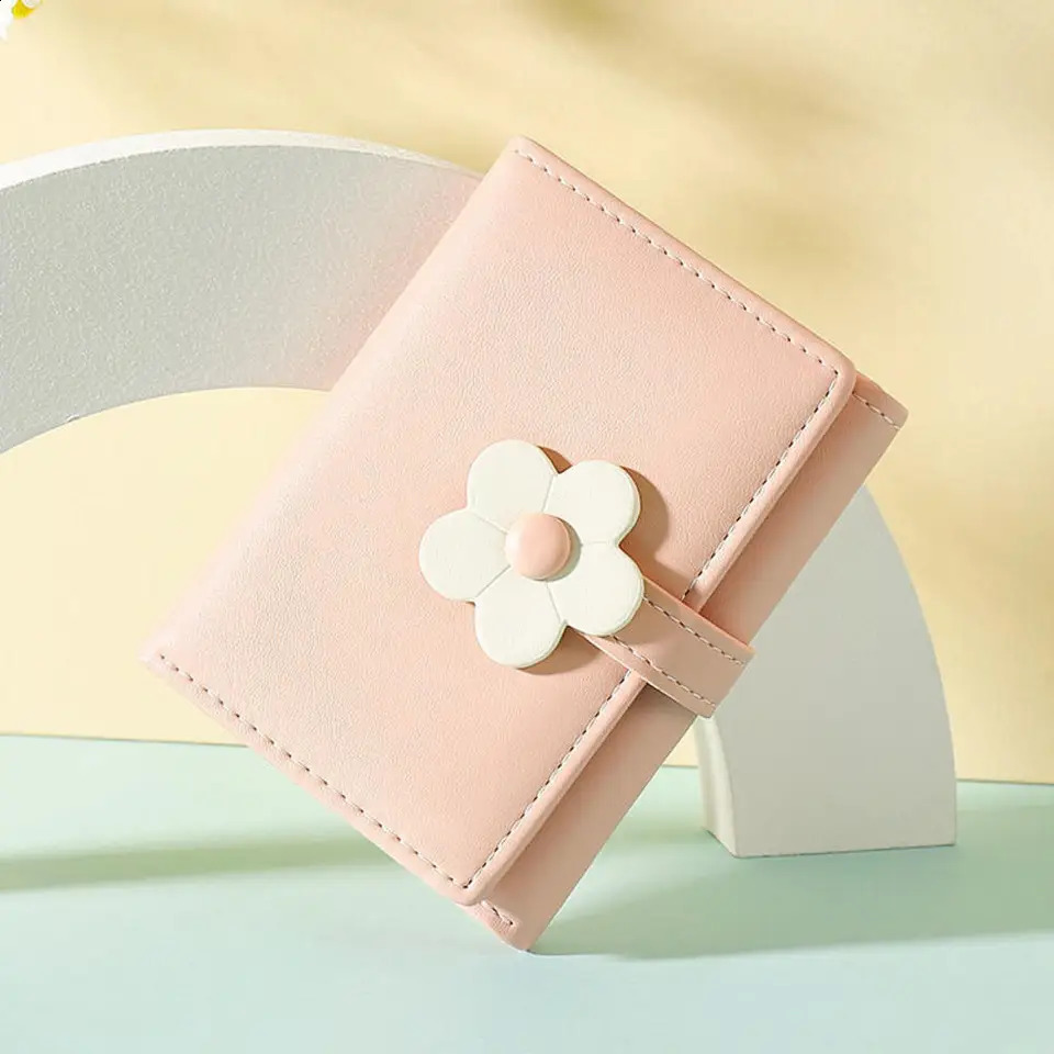 Tri-folded Wallet Women Coin Purses Korean Cute Daisy PU Leather Females Purses Credit Card Bag Money Purses Clutch Pouch 241224