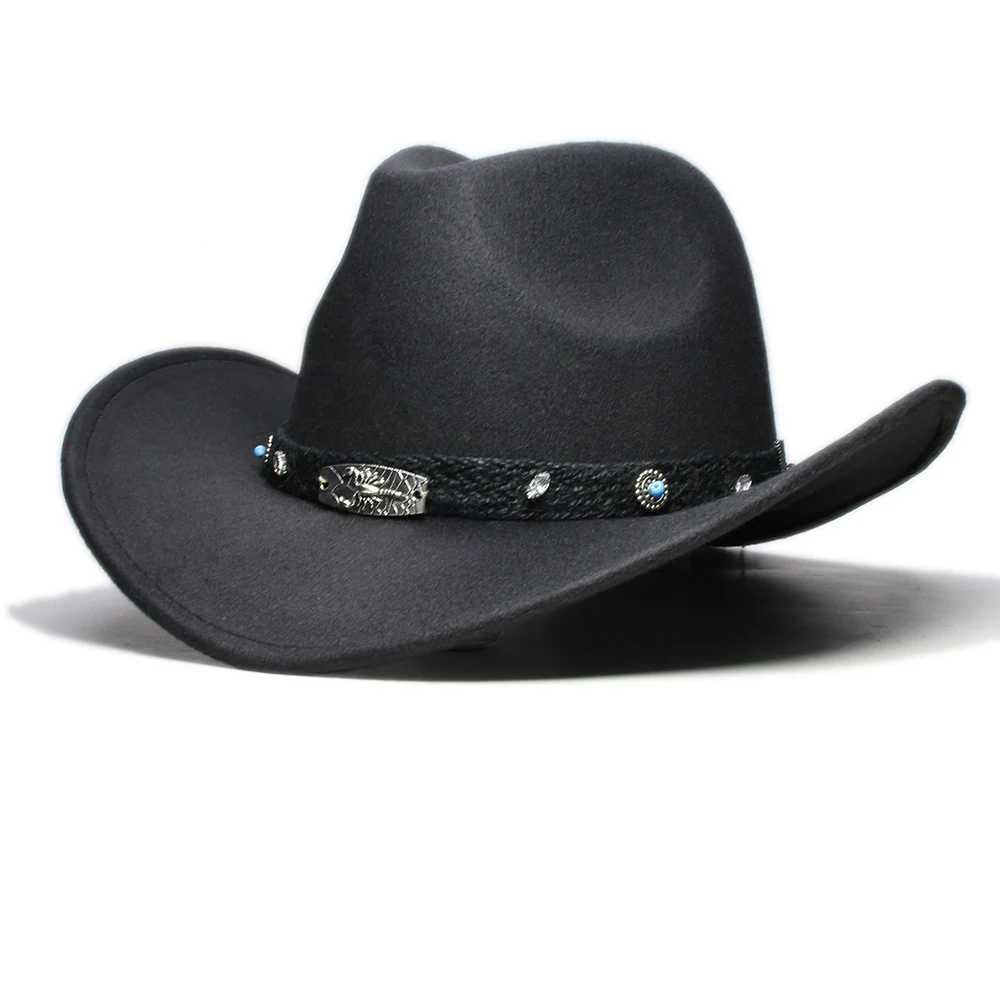 Retro Black Scorpion Knitted Band Parents Children Mens/Childrens Wool Wide Brim Cowboy Western Hat Cowboy Womens Bowling Ball C (54/57/61cm) W241225