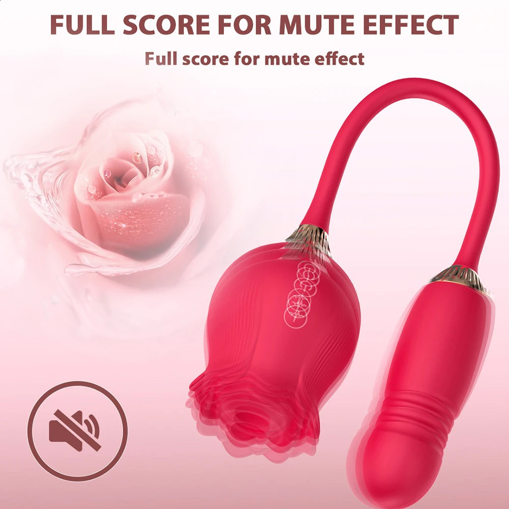 Rose Sucking Thrusting Dildo Vibrator for Women Nipple Clit Stimulator Vibrating Egg Tongue Licking Clitoris Sucker Sex Toy 241226