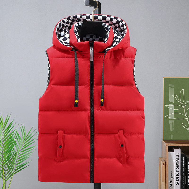 New Arrival Autumn Mens Thicken Cotton Plaid Sleeveless Jacket Winter Warm Men's Vests Coat Fashion Oversized Clothing