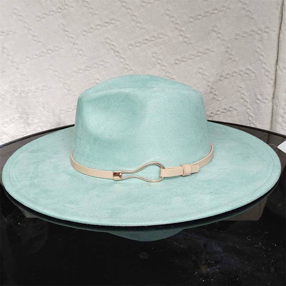 Colorful Suede Fedora Hat Mens and Womens Width Brim 9.5cm Jazz Hat White Gentleman Hat Band Accordies Fashion W241225
