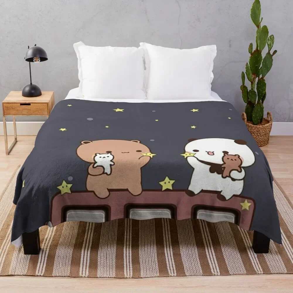 Bubu and Dudu Watching The Moon Together Throw Blanket Camping christmas gifts Fluffy Softs Quilt Blankets C251225