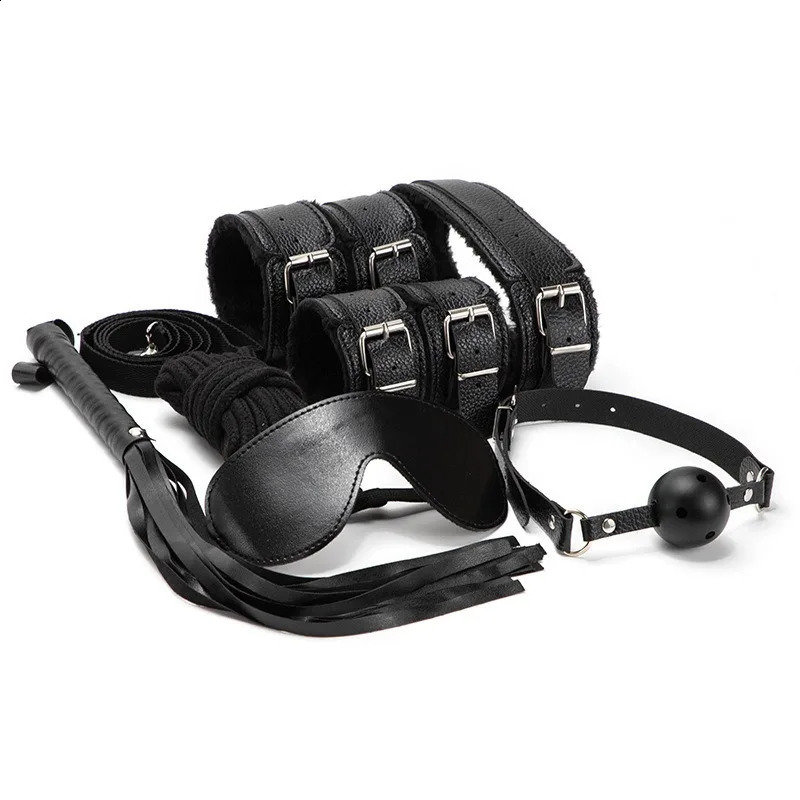 7 Piece Set Of BDSM Kits Sex Toys For Women Adults Games Bondage Handcuffs Sex Whip Gag 241226
