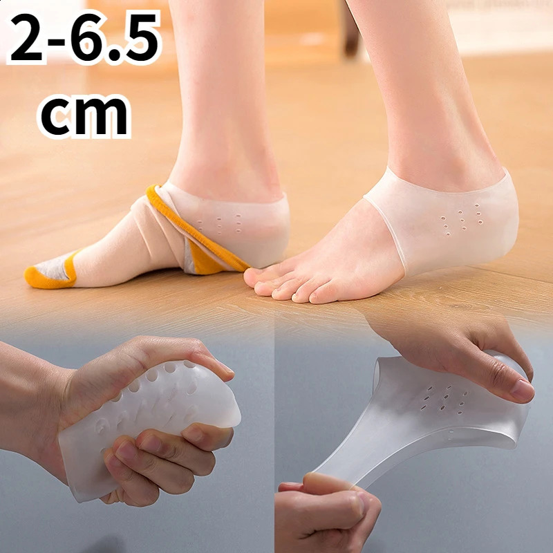 Unisex Invisible Height Increase 2.5-6CM Silicone Socks Gel Heel Pads Orthopedic Arch Support Heel Cushion Foot Massage Pad 241226